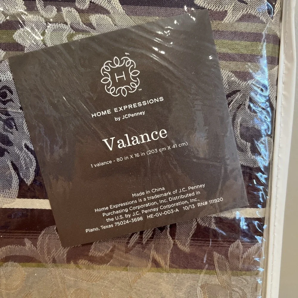JCPenney Home Collection Purple Gold Damask Striped‎ Valance 80x16